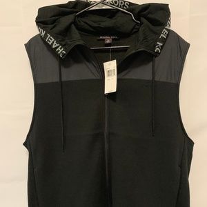 NWT Michael Kors Fall 1 Sleeveless Hoodie Black